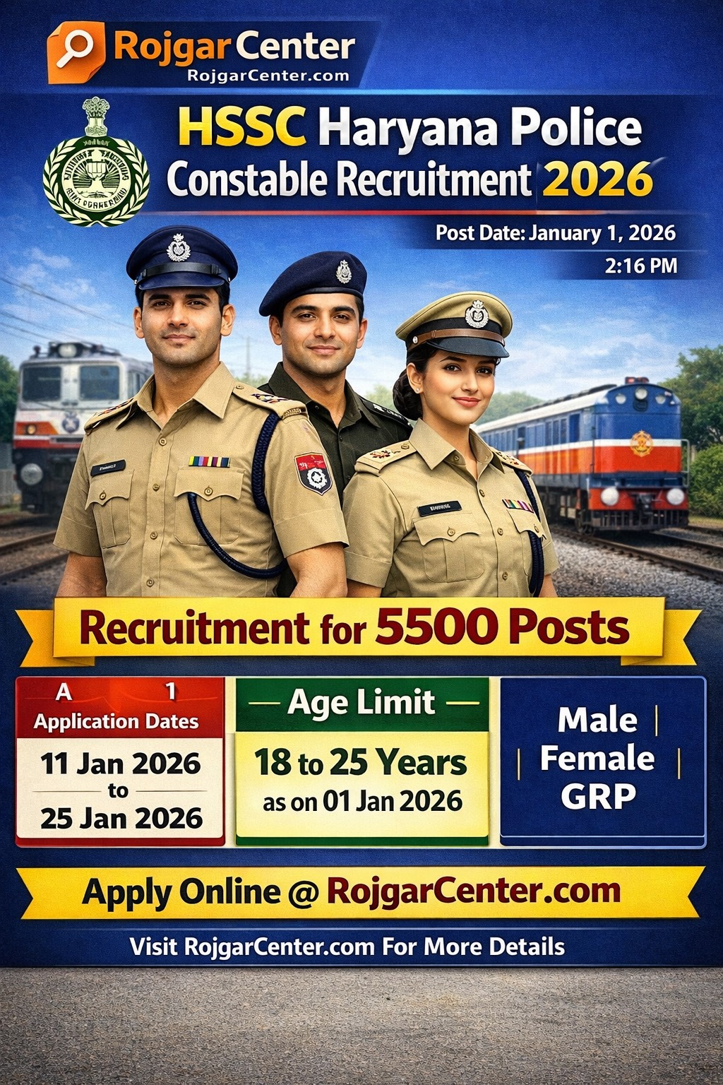 HSSC Haryana Police Constable Recruitment 2026