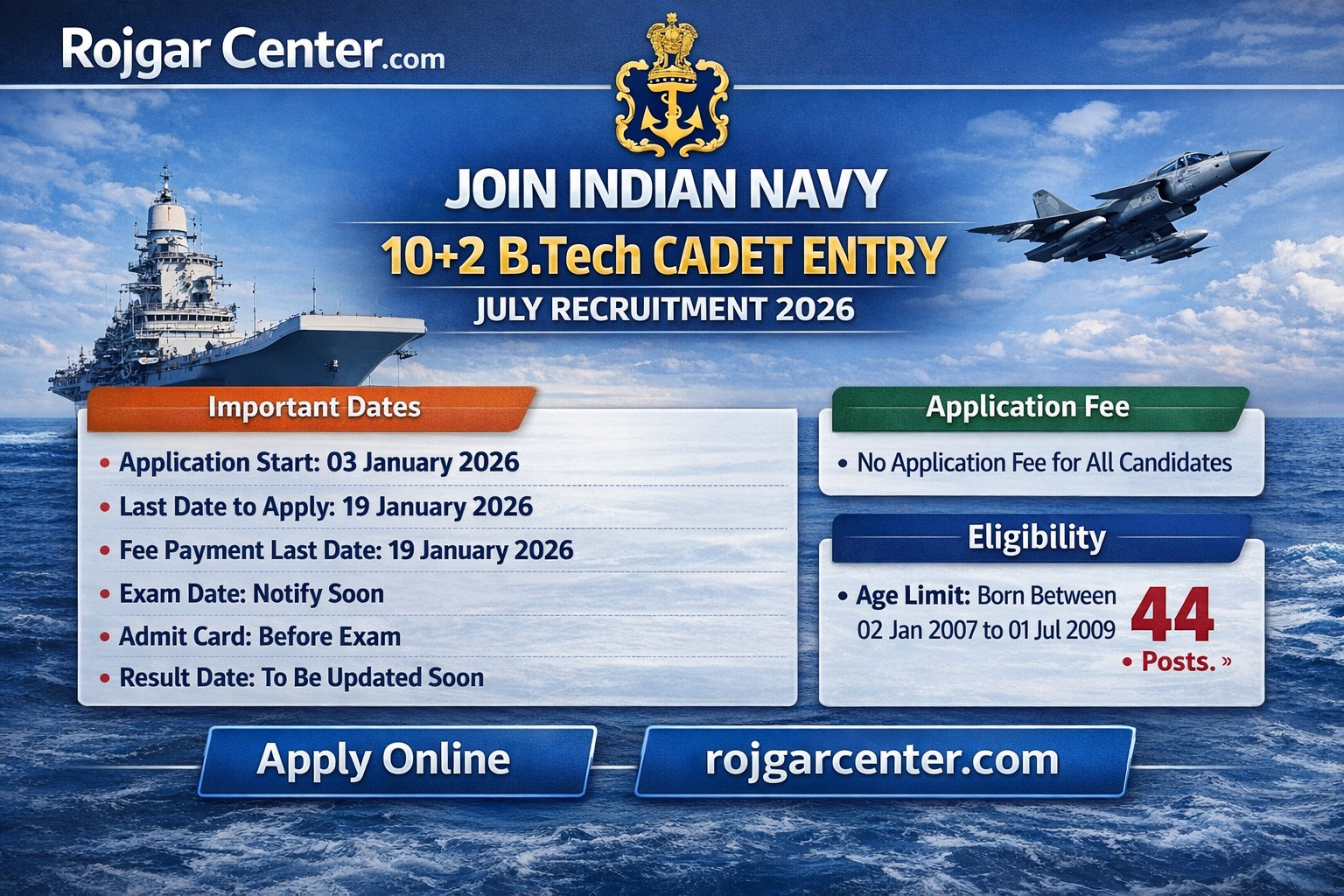 Indian Navy 10+2 -B.Tech Cadet Entry July Recruitment 2026