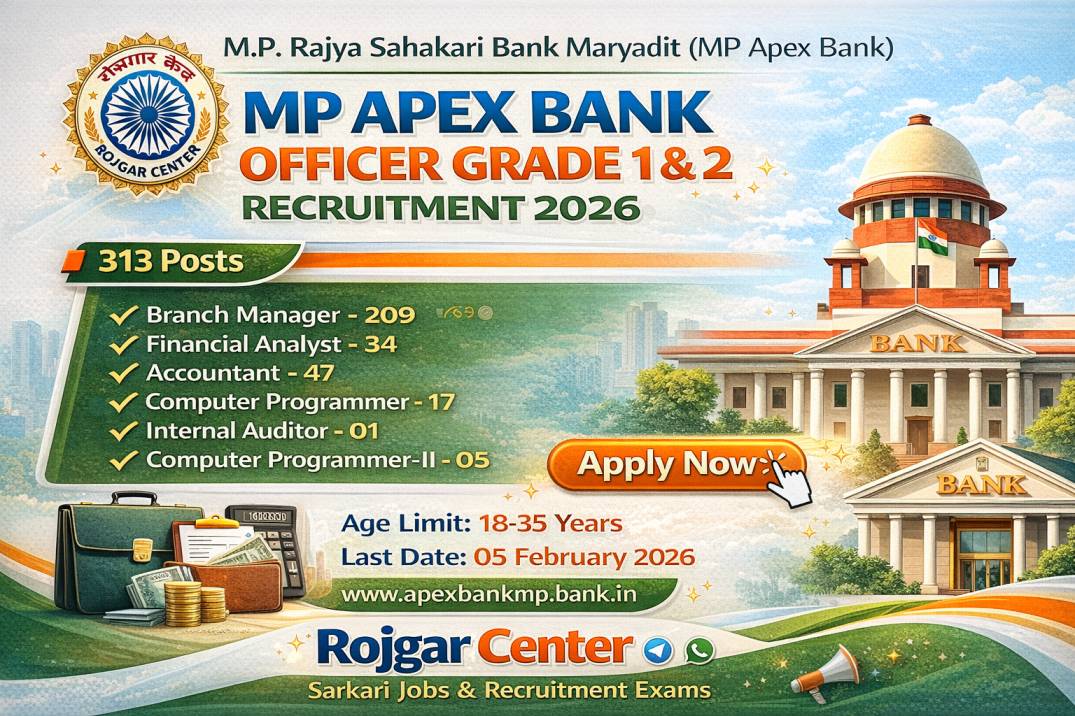 MP Apex Bank Officer Grade 1 & 2 Recruitment 2026 [313 Post] Apply Online