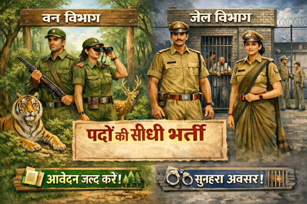 वन विभाग के अंतर्गत वन रक्षक एवं क्षेत्र रक्षक (कार्यपालिक) एवं जेल विभाग के अंतर्गत जेल प्रहरी एवं सहायक जेल अधीक्षक (कार्यपालिक) पदों की सीधी भर्ती परीक्षा–2026